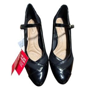 Dexflex Comfort "Katee" Black Mixed Media Mary Jane Pumps - NWT Size 9.5